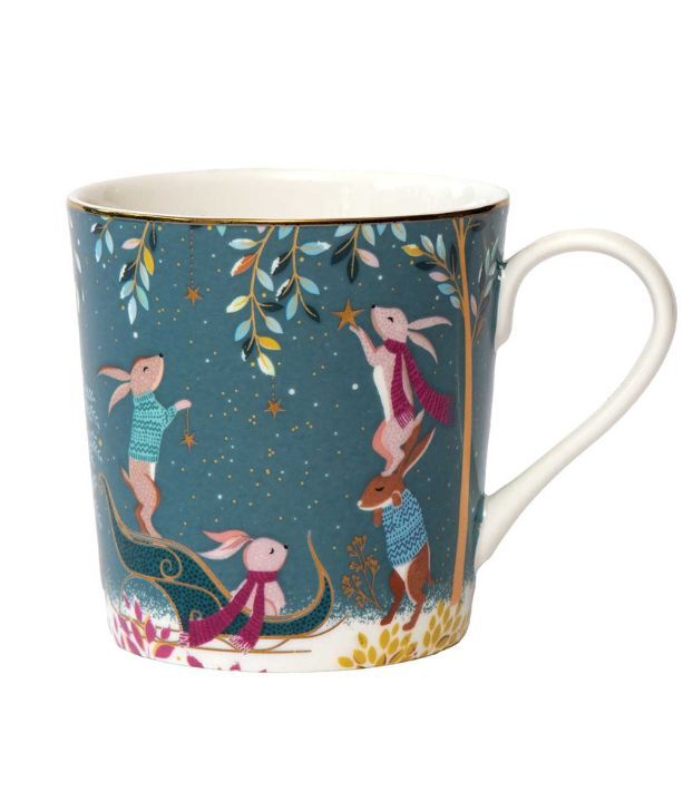 Sara Miller Woodland Tales Mug, Rabbit Sleigh
